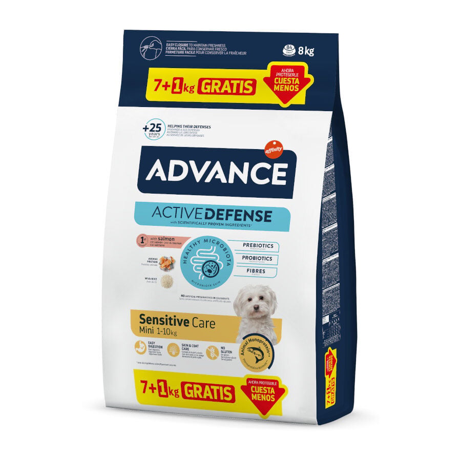 8 kg (7 + 1 kg &iexcl;gratis!) Advance Active Defense Mini Sensitive Salm&oacute;n y Arroz pienso para perros, , large indicador imagen numero 1