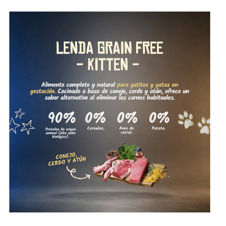 2 Kg Lenda Grain Free Conejo, Cerdo y At&uacute;n Kitten pienso para gatos, , large Imagen numero 4