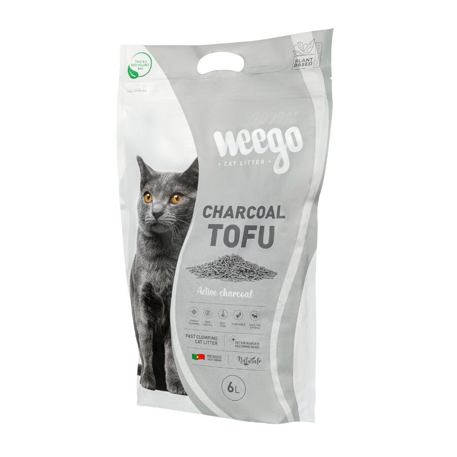 6 L Weego Charcoal Tofu arena aglomerante para gatos, , large indicador imagen numero 1