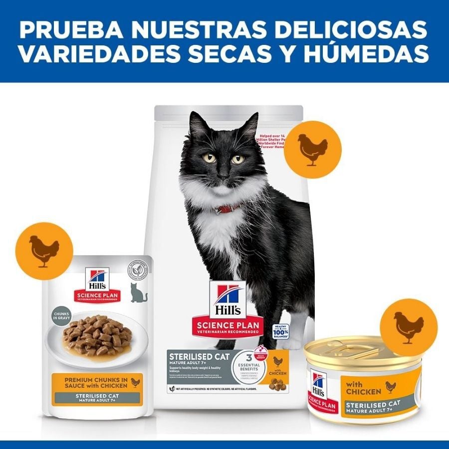 85 g Hill's Science Plan Mature Sterilised Mousse de Pollo para gatos, , large indicador imagen numero 6