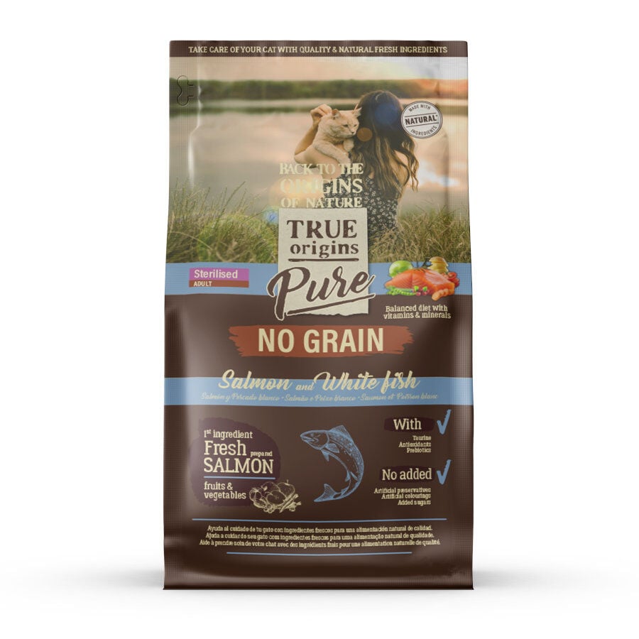 7 kg True Origins Pure Adult Sterilised Salm&oacute;n No Grain pienso para gatos, , large indicador imagen numero 1