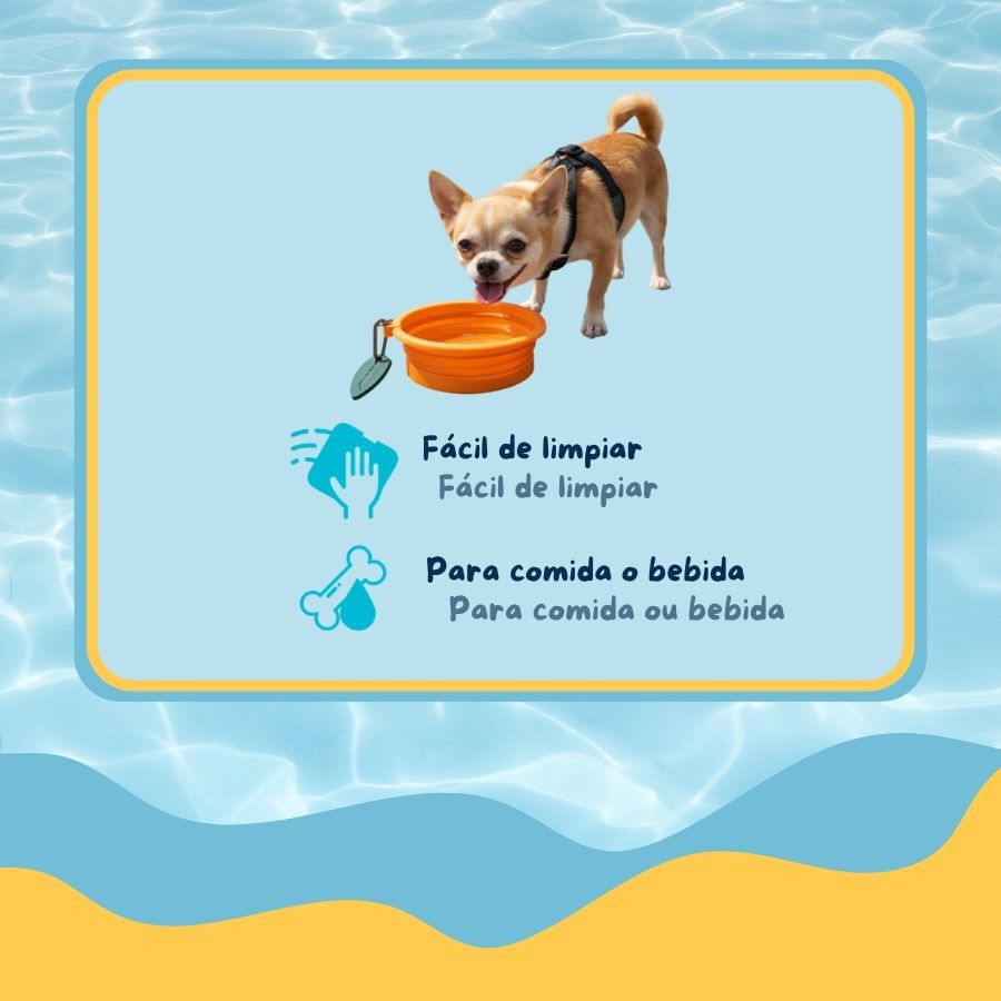 Summer Vibes Comedero Bebedero plegable naranja para perros, , large indicador imagen numero 3