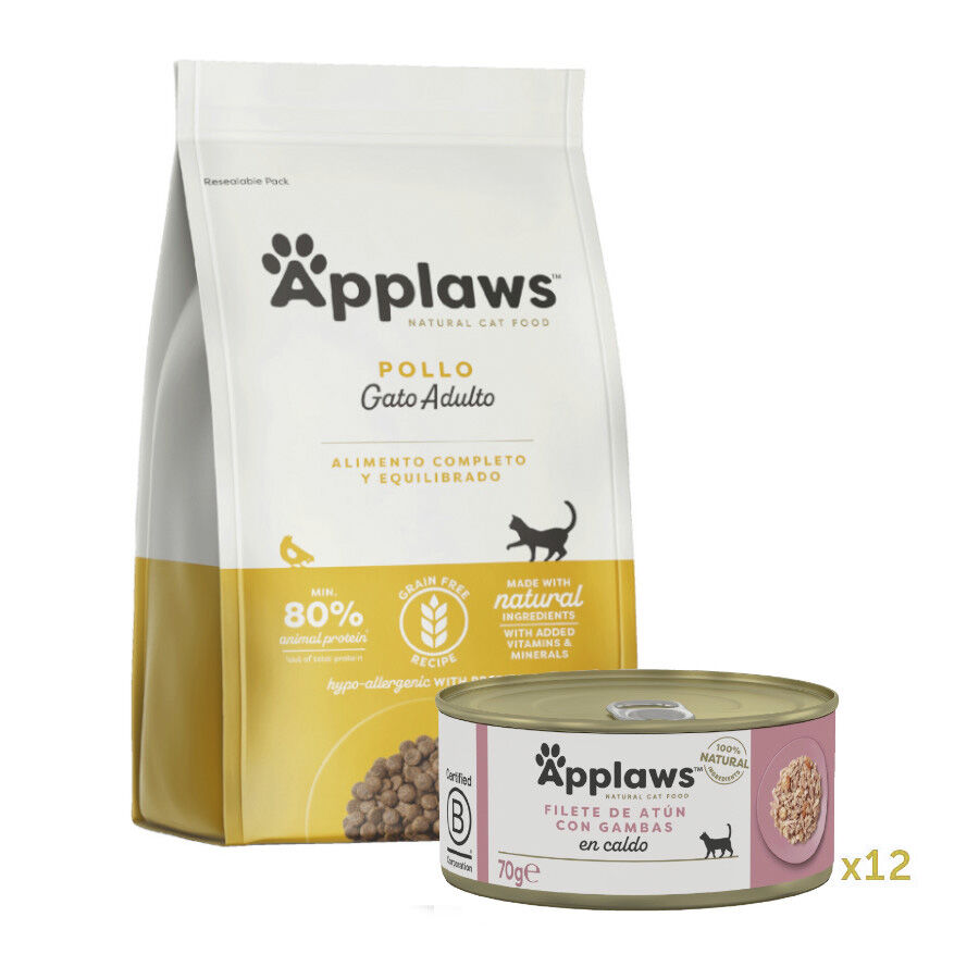 7.5 kg + 12 latas x 70 g Pack comida gato grain free Applaws, , large Imagen numero 1