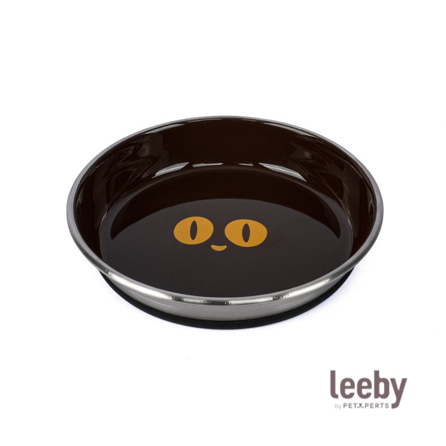 Leeby Comedero Acero Inoxidable Antideslizante Marr&oacute;n para gatos, , large indicador imagen numero 2