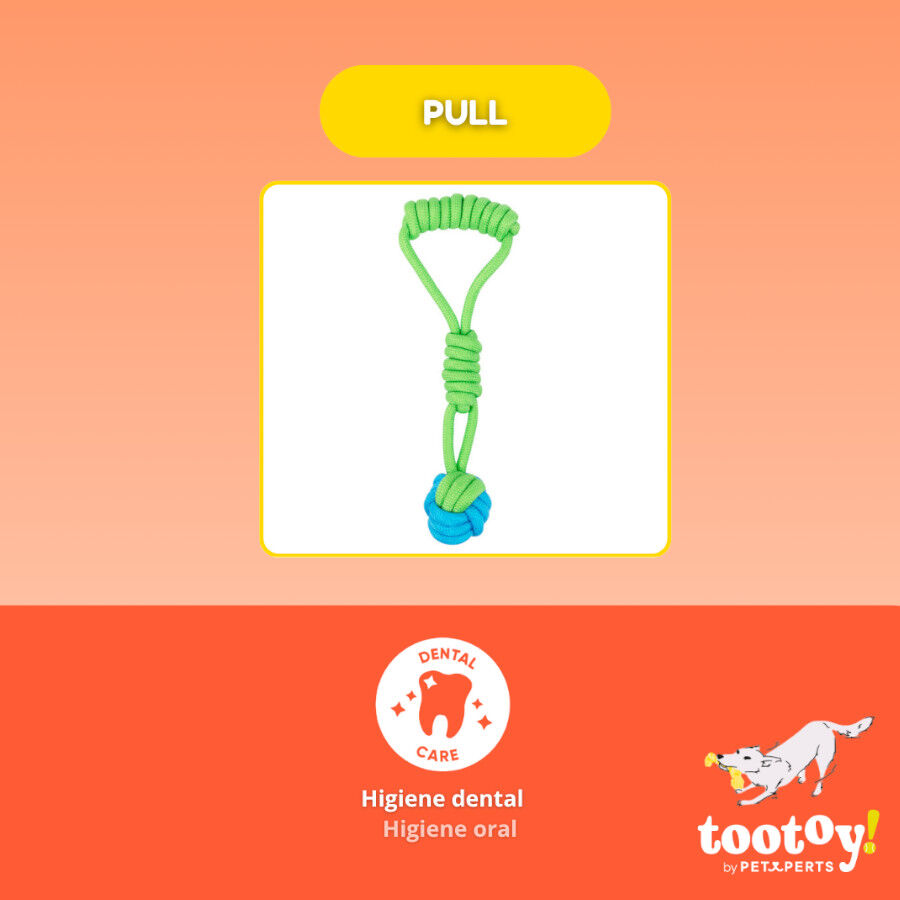 Tootoy! Modedor para Tirar de Cuerda con Pelota Verde y Azul para perros, , large indicador imagen numero 3