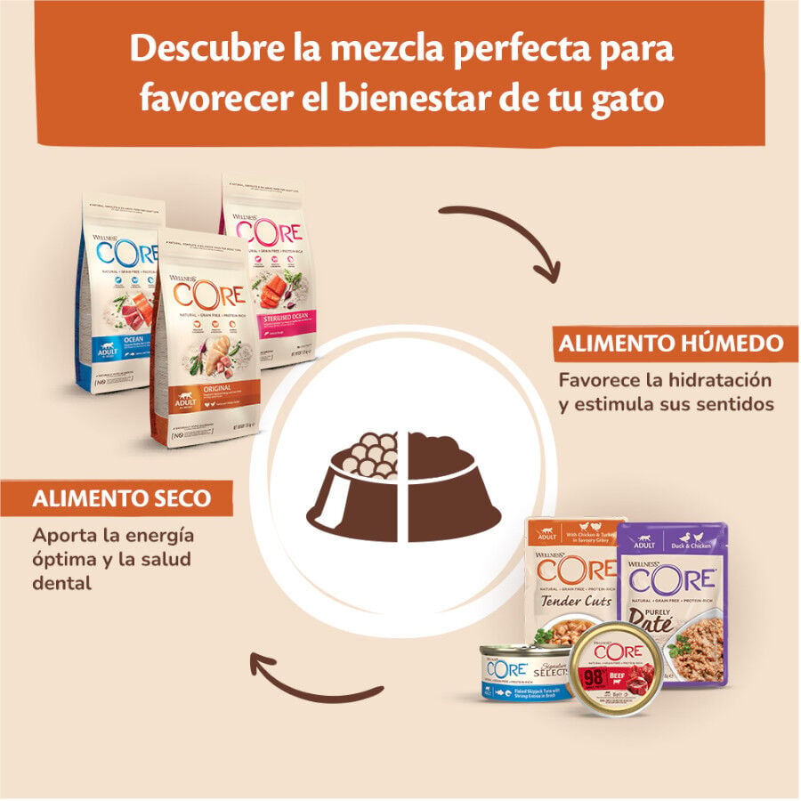 85 g Wellness Core Adult Purely Pollo y Ternera en Pat&eacute; sobre para gatos, , large indicador imagen numero 5