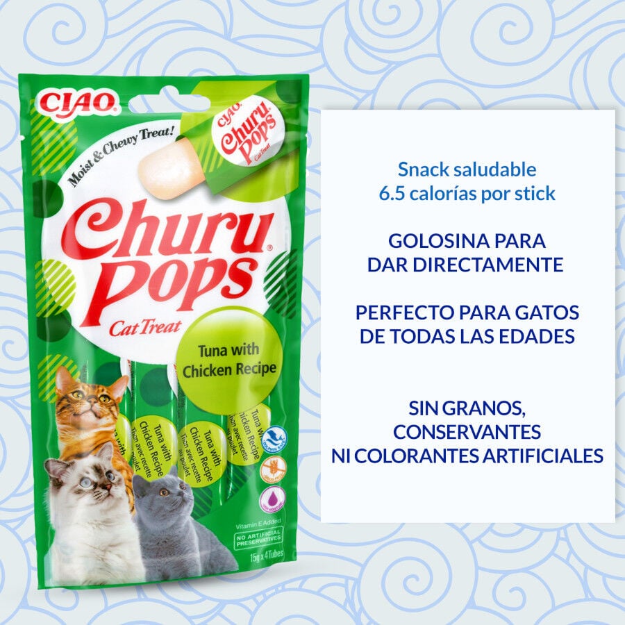 4 sobres x 15 g Churu Palitos Pops de At&uacute;n y Pollo para gatos, , large indicador imagen numero 4