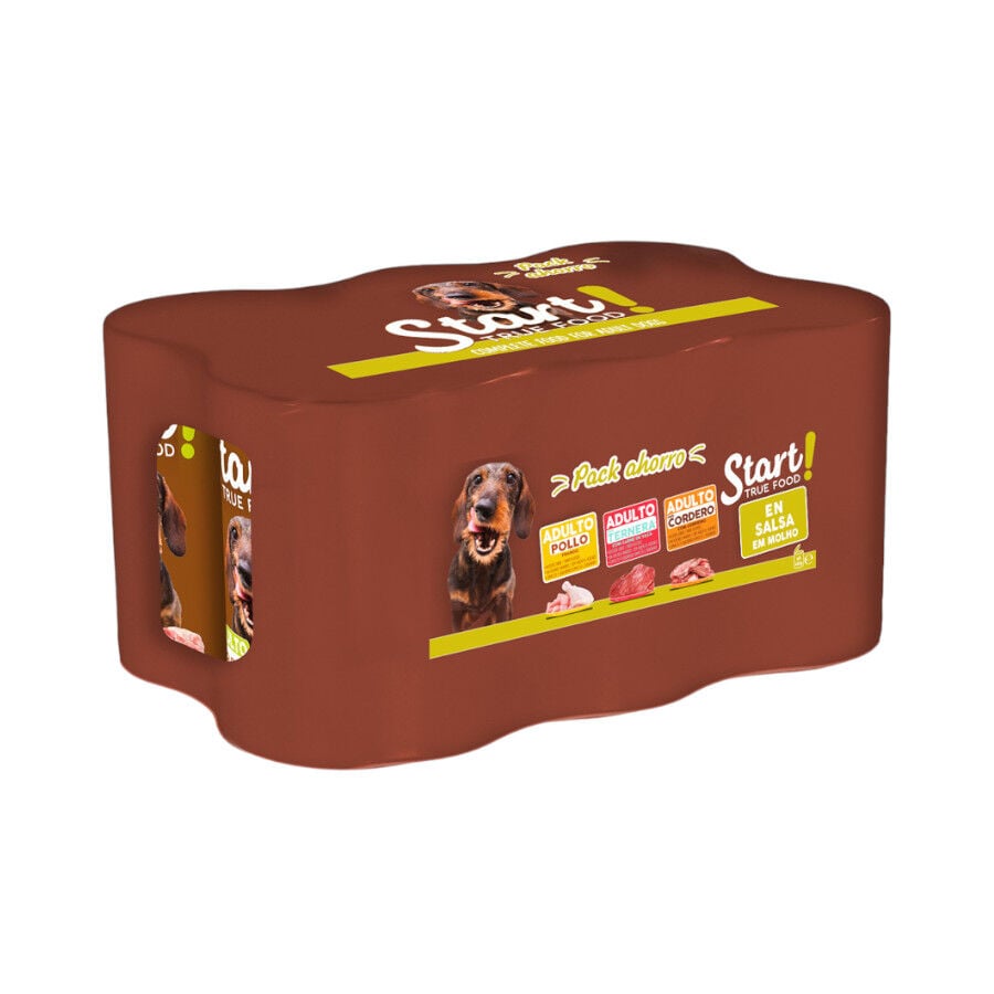 6 latas x 400 g Start! Adult Pollo, Ternera y Cordero en Salsa lata para perros, , large Imagen numero 1