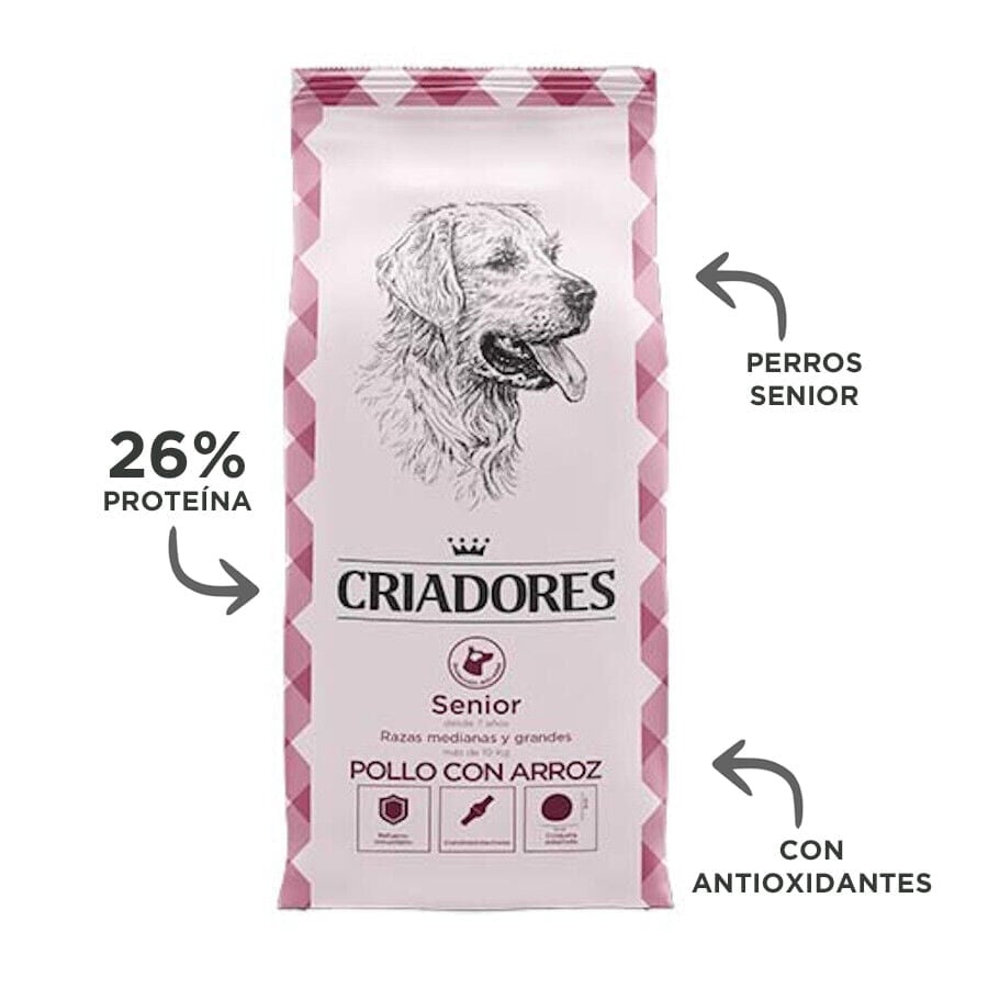 15 kg Criadores Senior Pollo y Arroz pienso para perros de razas medianas y grandes, , large indicador imagen numero 4