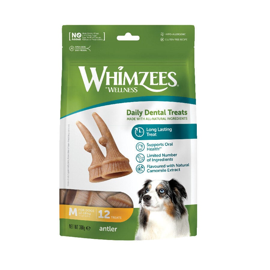 12 barritas Whimzees Snacks Dentales Astas para perros medianos, , large indicador imagen numero 1