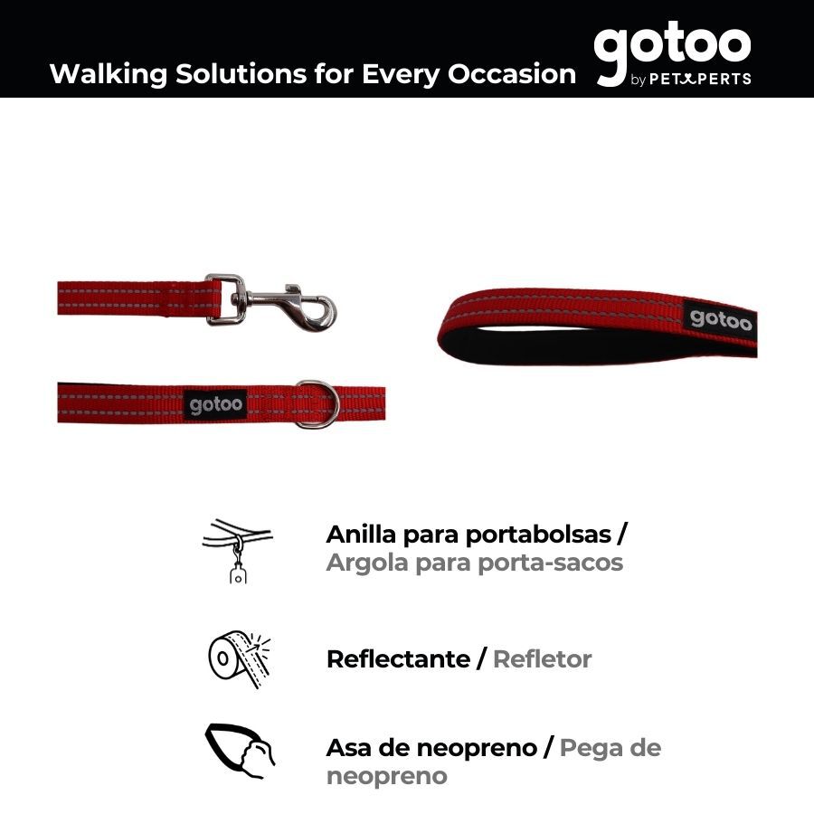 Gotoo Correa de nylon roja reflectante para perros, , large indicador imagen numero 4