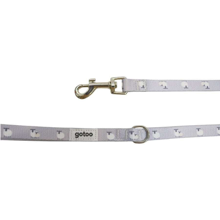 Gotoo Set de correa y collar con estampado ovejitas gris para cachorros, , large Imagen numero 5