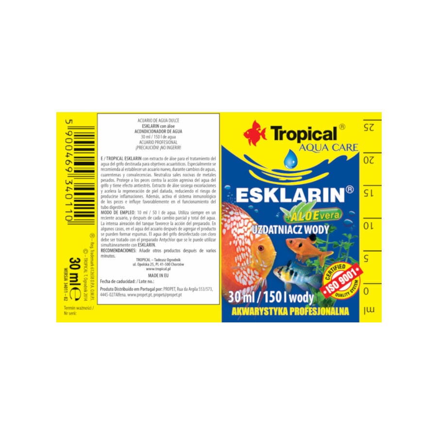 30 ml Tropical Esklarin con &Aacute;loe Acondicionador de Agua para acuarios de agua dulce, , large Imagen numero 2