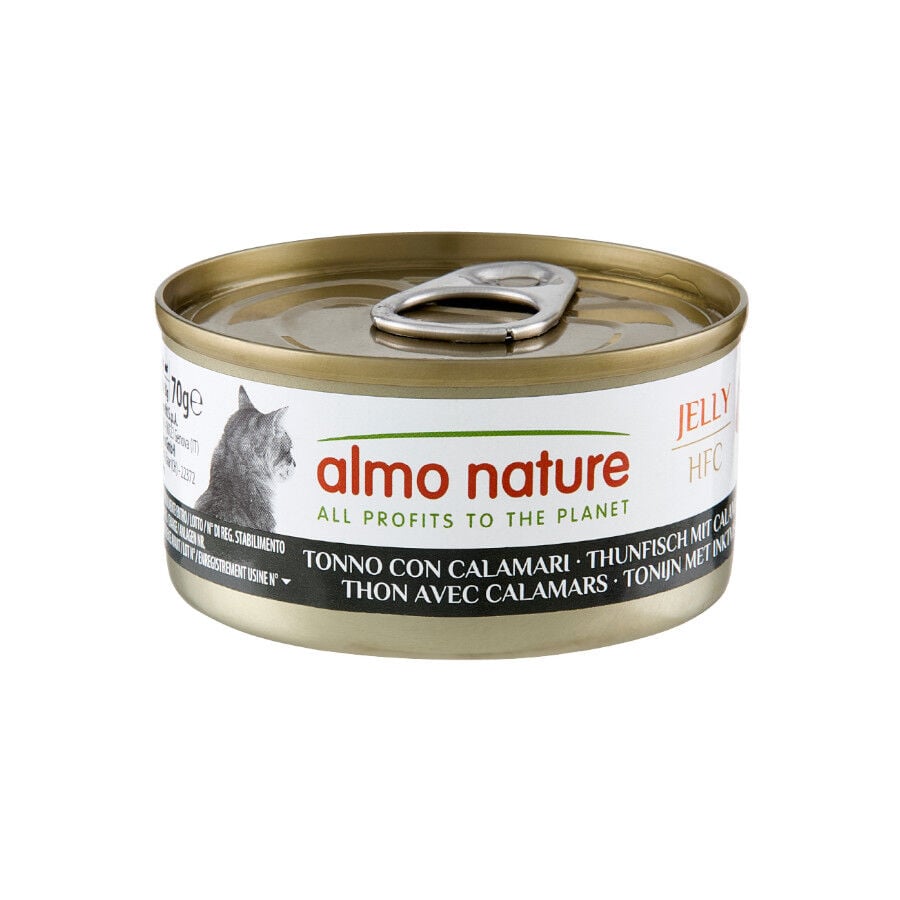 70 g Almo Nature HFC At&uacute;n y Calamares en Gelatina lata para gatos , , large indicador imagen numero 1