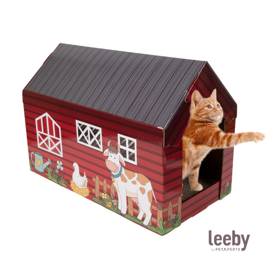 Leeby Hattie casita rascador de cart&oacute;n con estampado de granja para gatos, , large Imagen numero 2