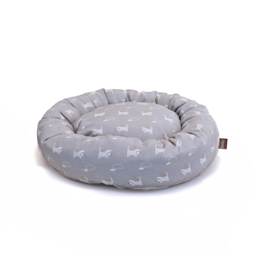 Leeby Cama Donut Antideslizante Gris para gatos, , large indicador imagen numero 4
