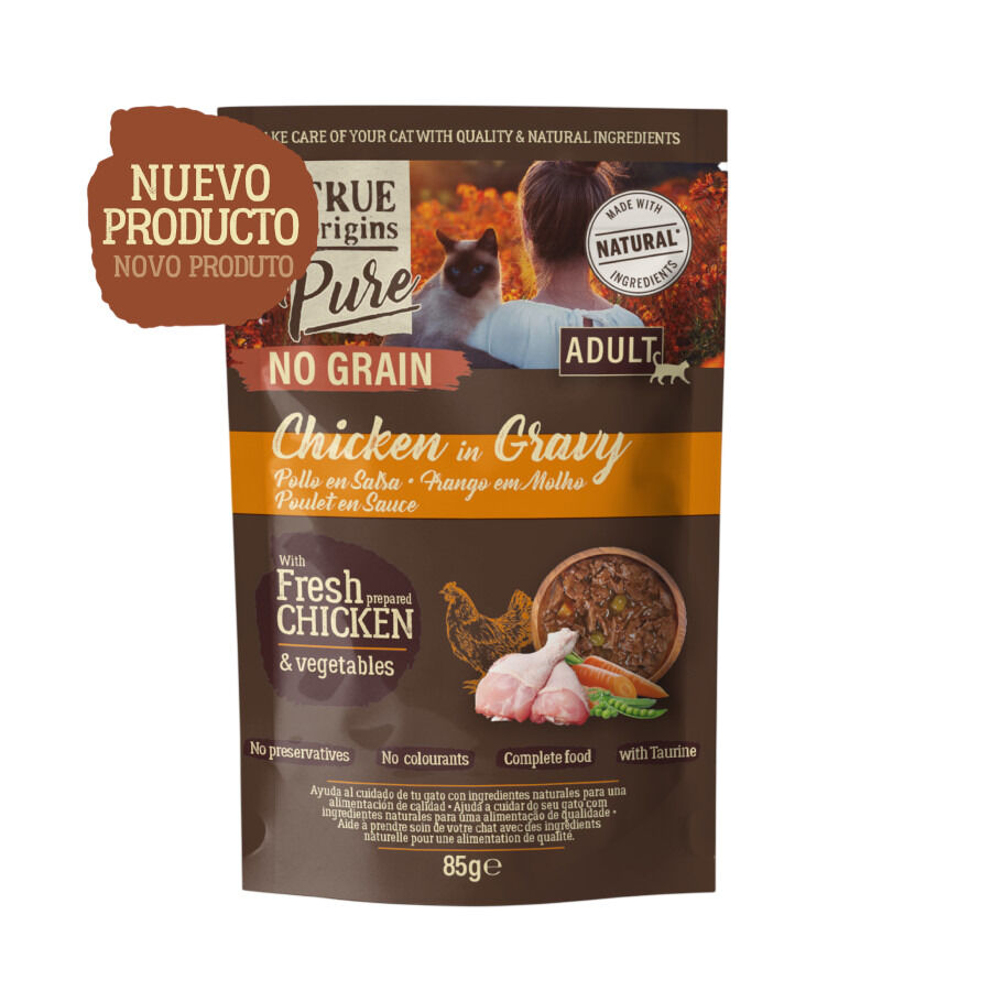 85 g True Origins Pure No Grain Sobre con Pollo para gatos, , large indicador imagen numero 2