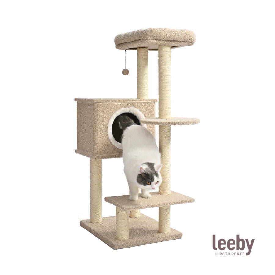 Leeby Boucle Collection &aacute;rbol rascador con cama nido y juguete para gatos
