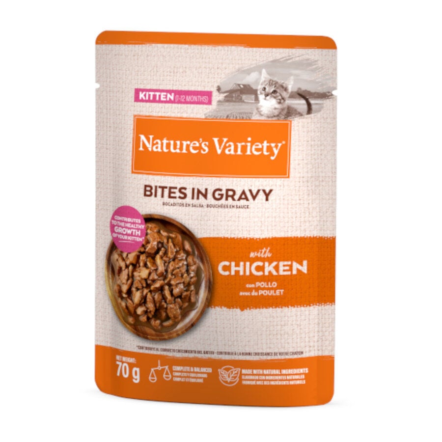 70 g Nature&rsquo;s Variety Kitten Bocaditos de Pollo Sobre en Salsa para gatos, , large Imagen numero 1