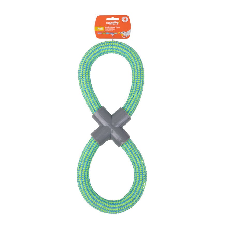 Tootoy! Mordedor de Cuerda Doble Azul y Verde para perro, , large Imagen numero 8