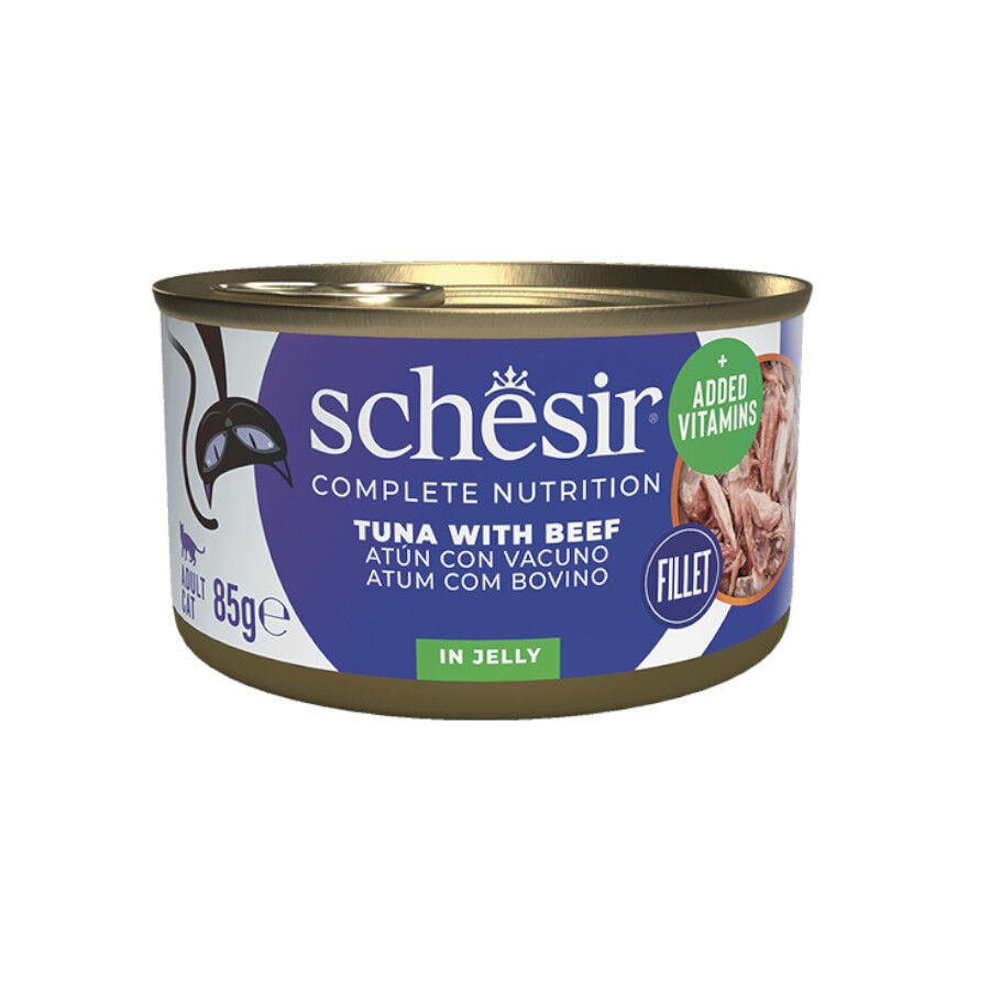 Schesir Adult At&uacute;n con Buey en Gelatina lata para gatos
