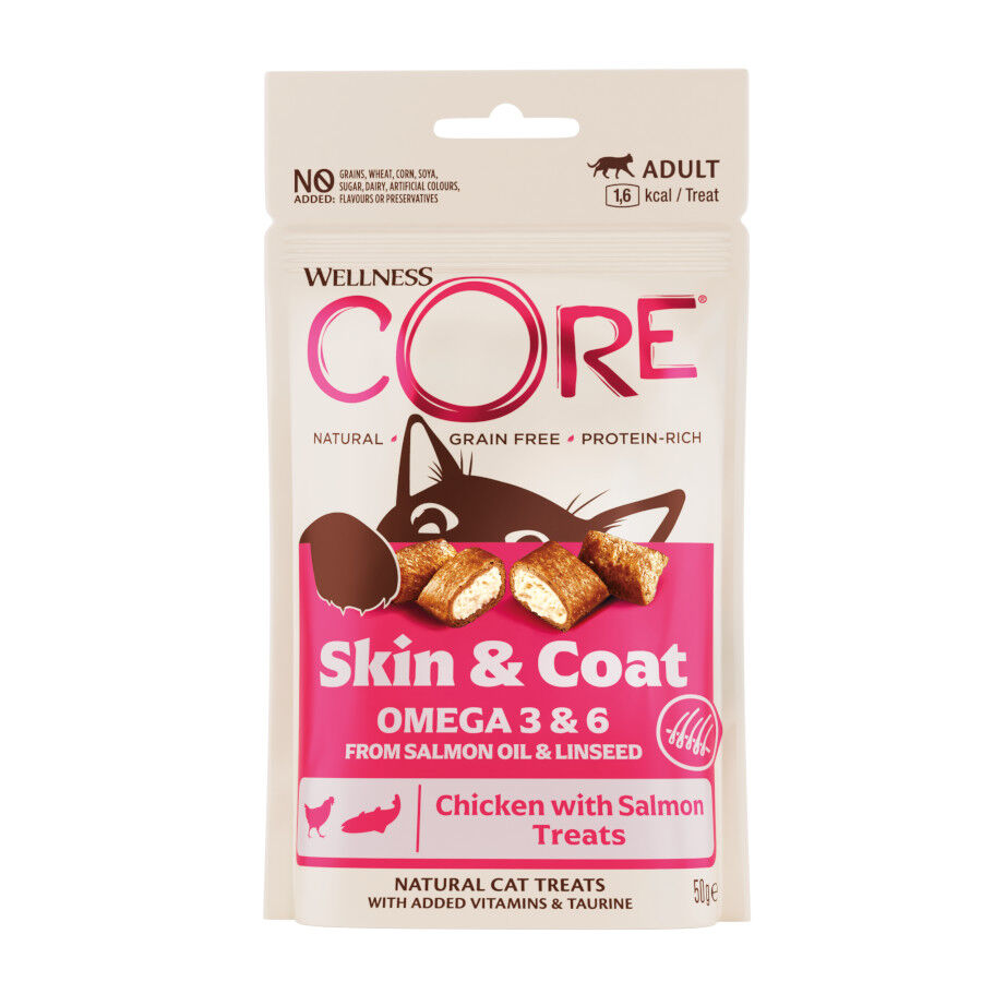 50 g Wellness Core Snack Skin & Coat Pollo y Salm&oacute;n para gatos, , large Imagen numero 1