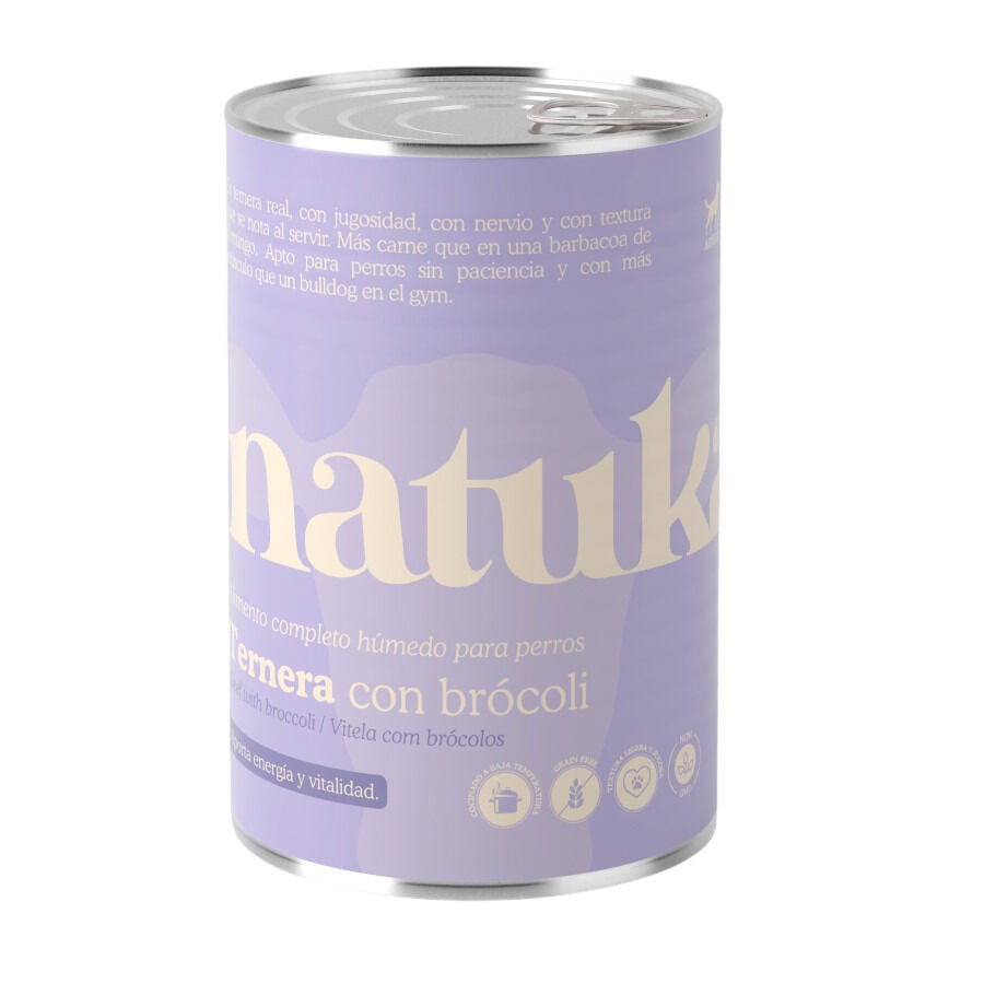 Natuka Comida H&uacute;meda Lata Ternera y Brocoli para perros, , large indicador imagen numero 1