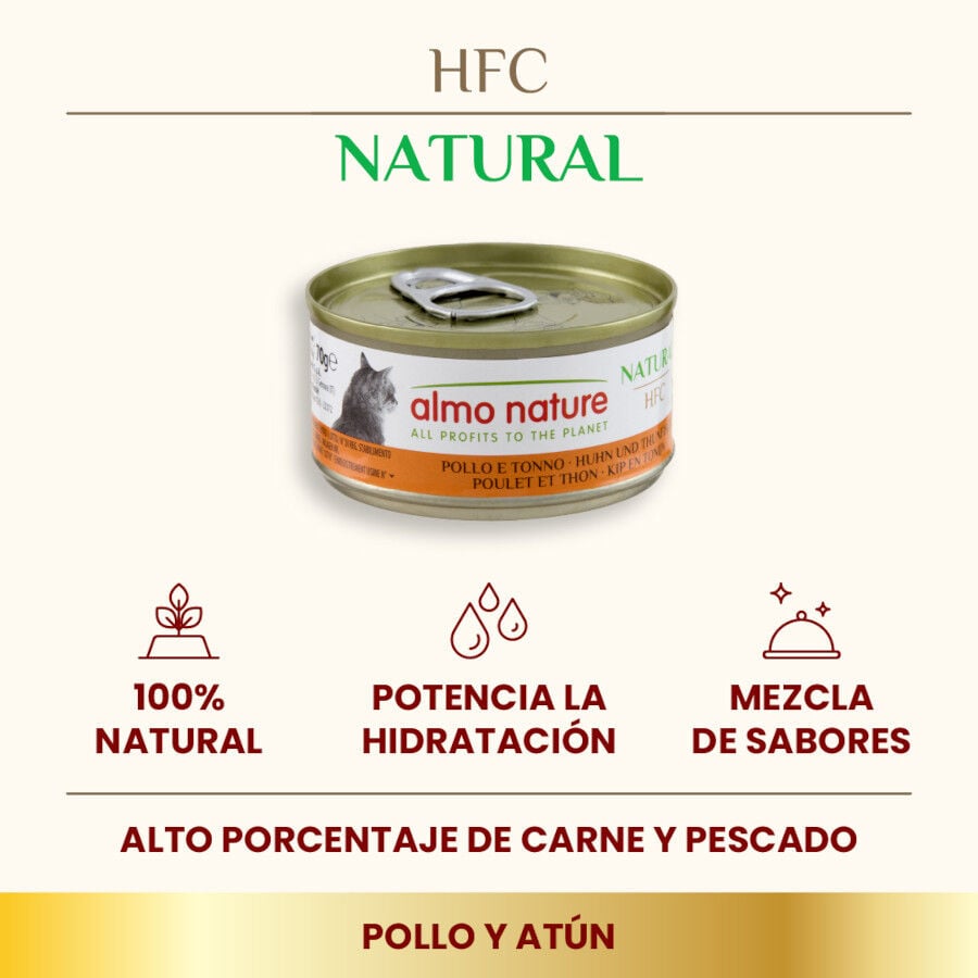 70 g Almo Nature HFC pollo con at&uacute;n lata para gatos , , large indicador imagen numero 2