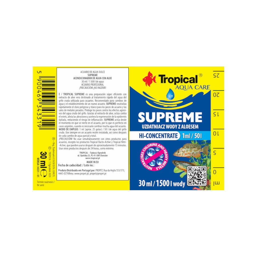 30 ml Tropical Supreme Acondicionador de Agua con Aloe para acuarios de agua dulce., , large Imagen numero 2