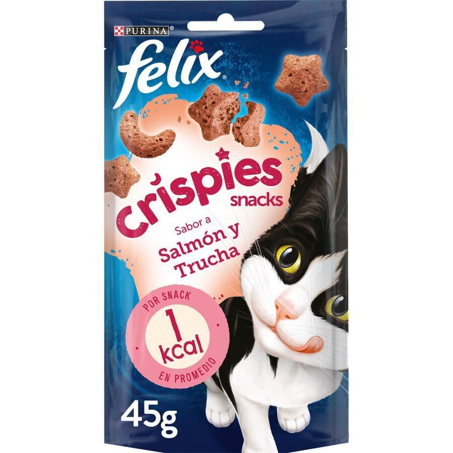 45 g Felix Crispies Salm&oacute;n y Trucha Bocaditos para gatos, , large indicador imagen numero 1