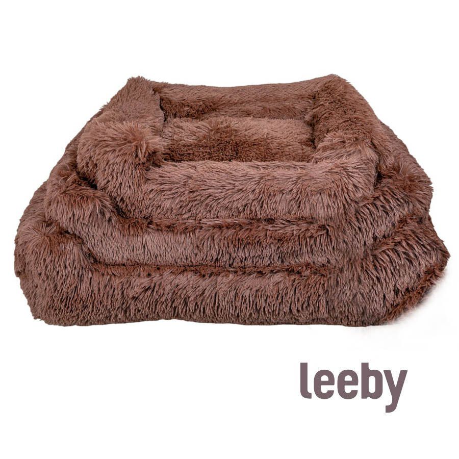 Leeby Cama Suave Antiestr&eacute;s de Pelo Marr&oacute;n para perros, , large Imagen numero 3