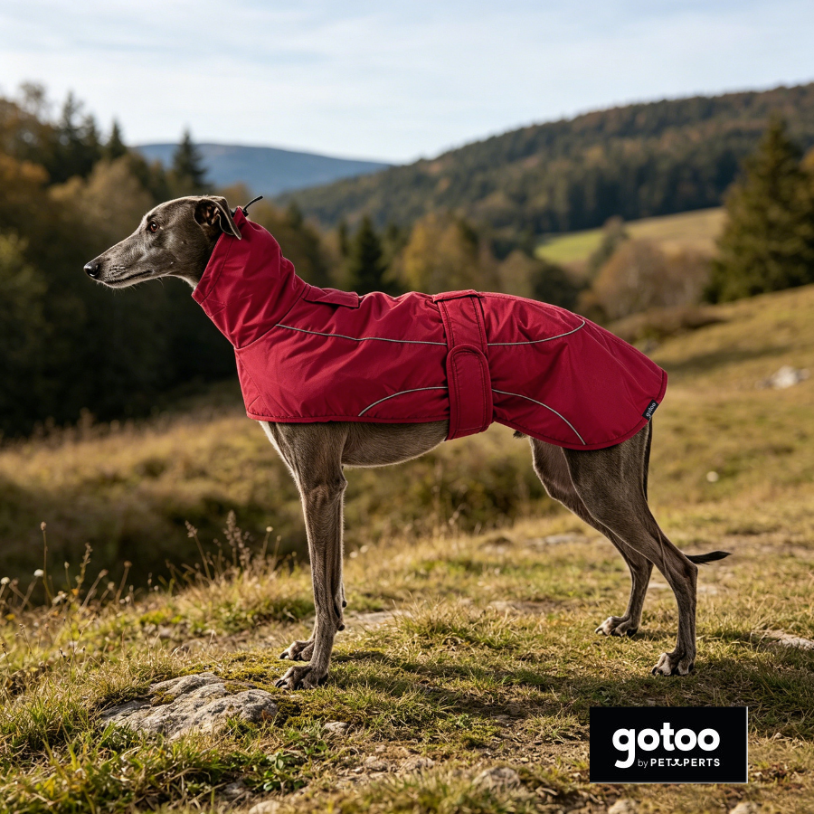 Gotoo Chaqueta Impermeable Rojo para galgos