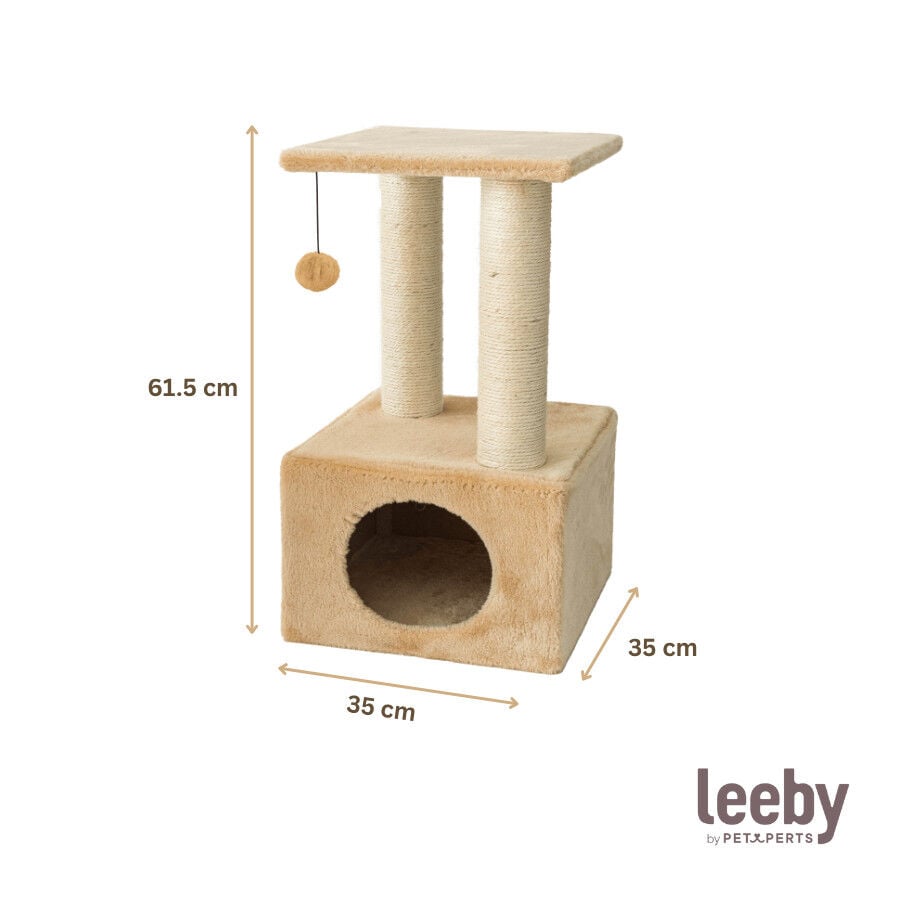 Leeby Colette Scratch rascador con cama nido y juguete beige para gatos, , large Imagen numero 4