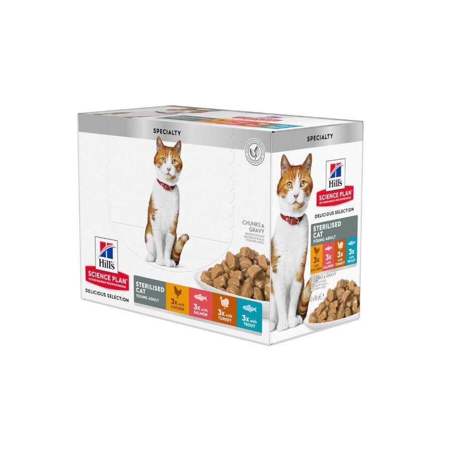 Comedero Outech 150 ml + 24 x 85g sobres Hill's Science Plan Sterilised carne y pescado para gatos &iexcl;Pack Ahorro!, , large indicador imagen numero 2