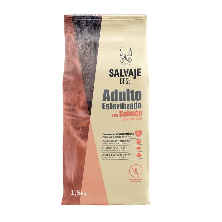 Salvaje Base Adulto Esterilizado Salm&oacute;n pienso para gatos