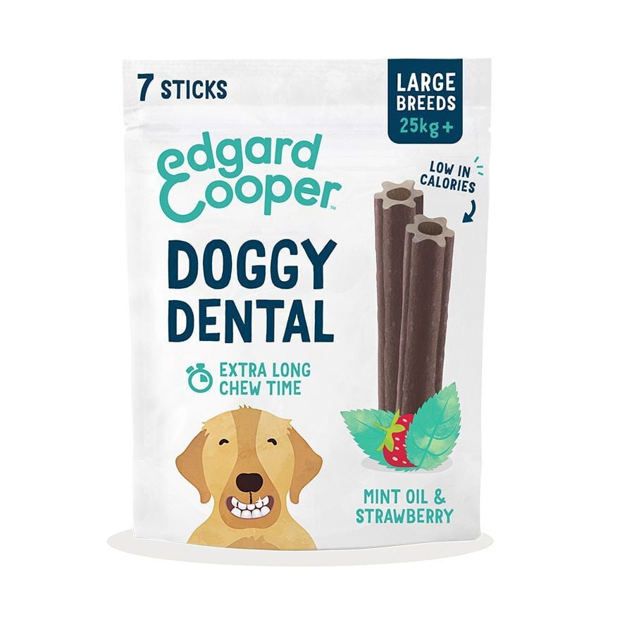 7 barritas Edgard & Cooper Barritas Dentales Fresa y Menta snack para perros grandes, , large Imagen numero 1