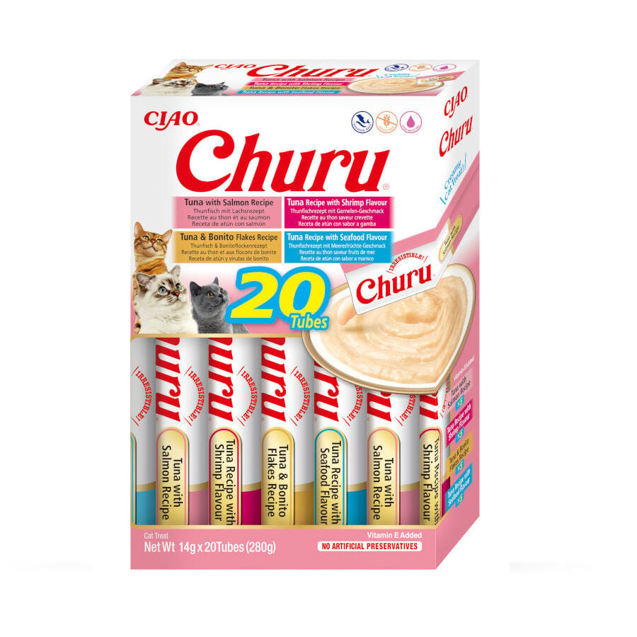 20 sobres x 14 g Churu Variedades de Marisco Snack L&iacute;quido para gatos, , large Imagen numero 1