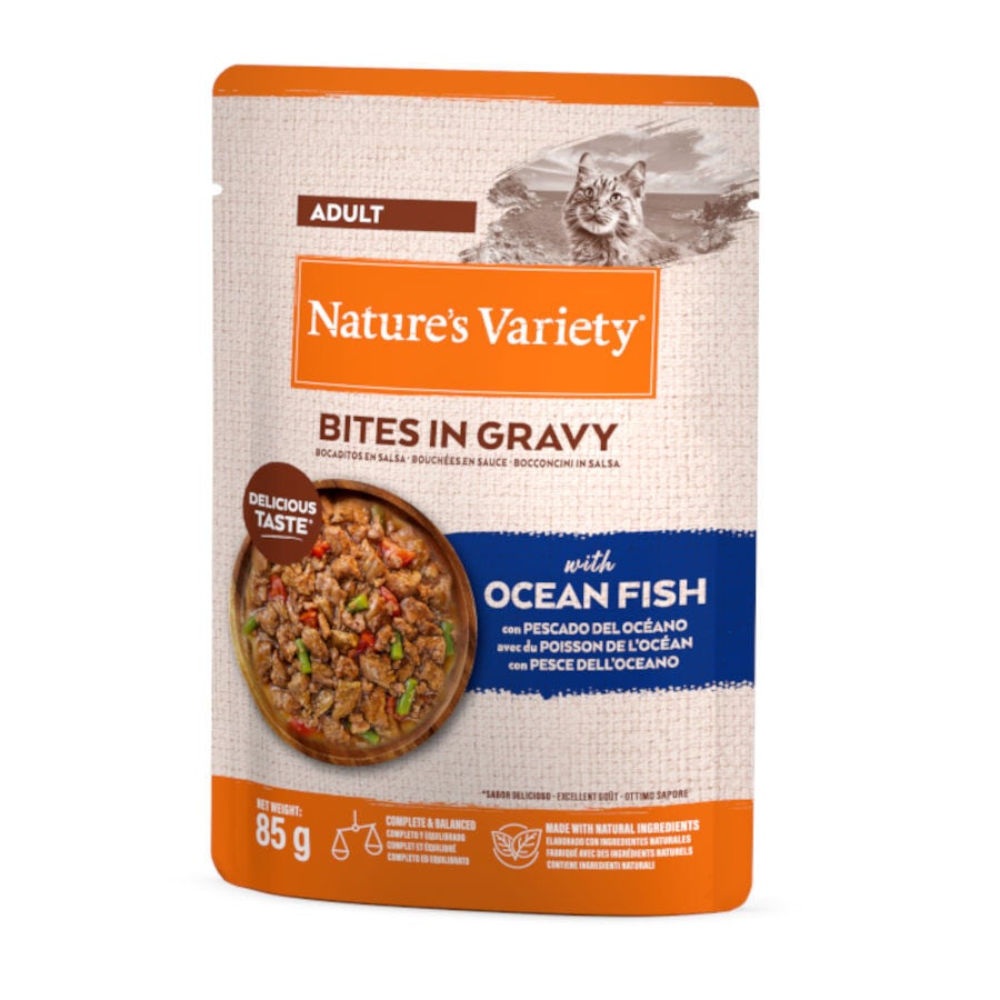 Nature's Variety Adult Bocaditos de Pescado del Oc&eacute;ano Sobre en Salsa para gatos