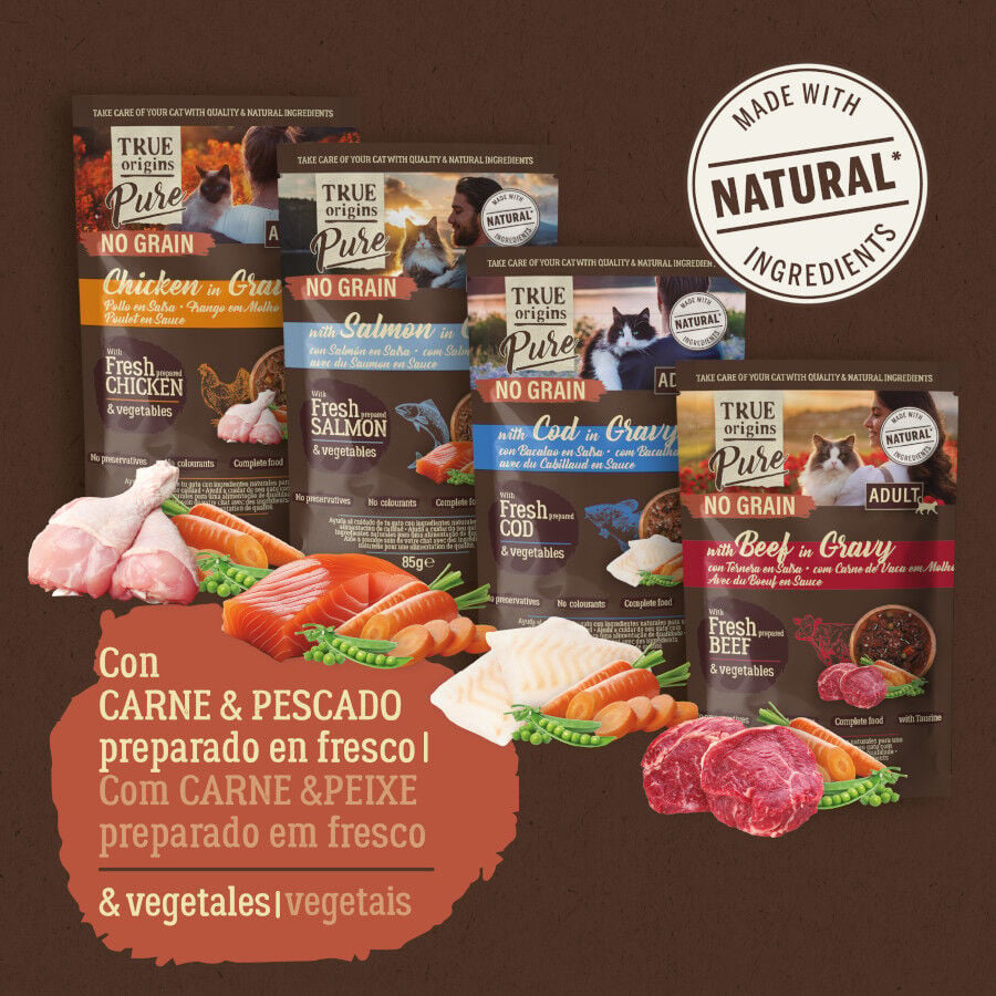 12 sobres x 85 g True Origins Pure Carne y Pescado Sobre para gatos &ndash; Multipack, , large indicador imagen numero 7