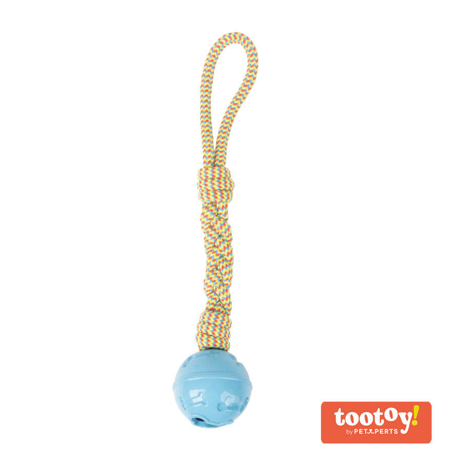 Tootoy! Pull Rope & Treatball Azul pelota con cuerda y portapremios para perros, , large indicador imagen numero 1