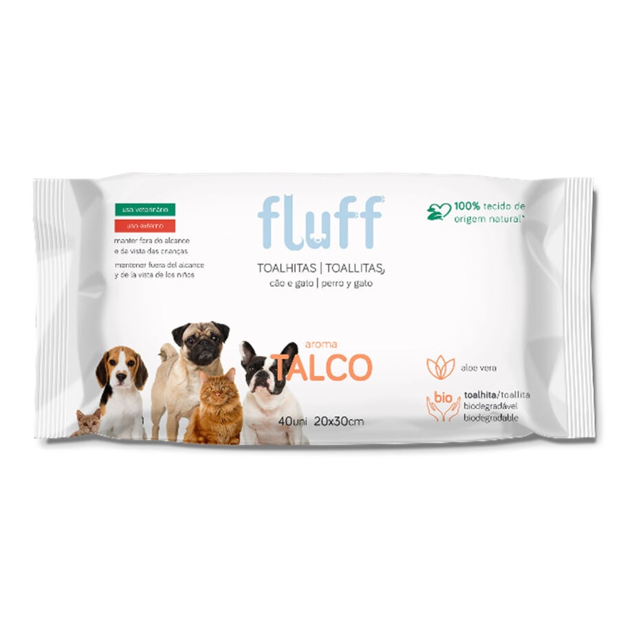40 uds. Fluff Toallitas H&uacute;medas Talco para perros, , large Imagen numero 1