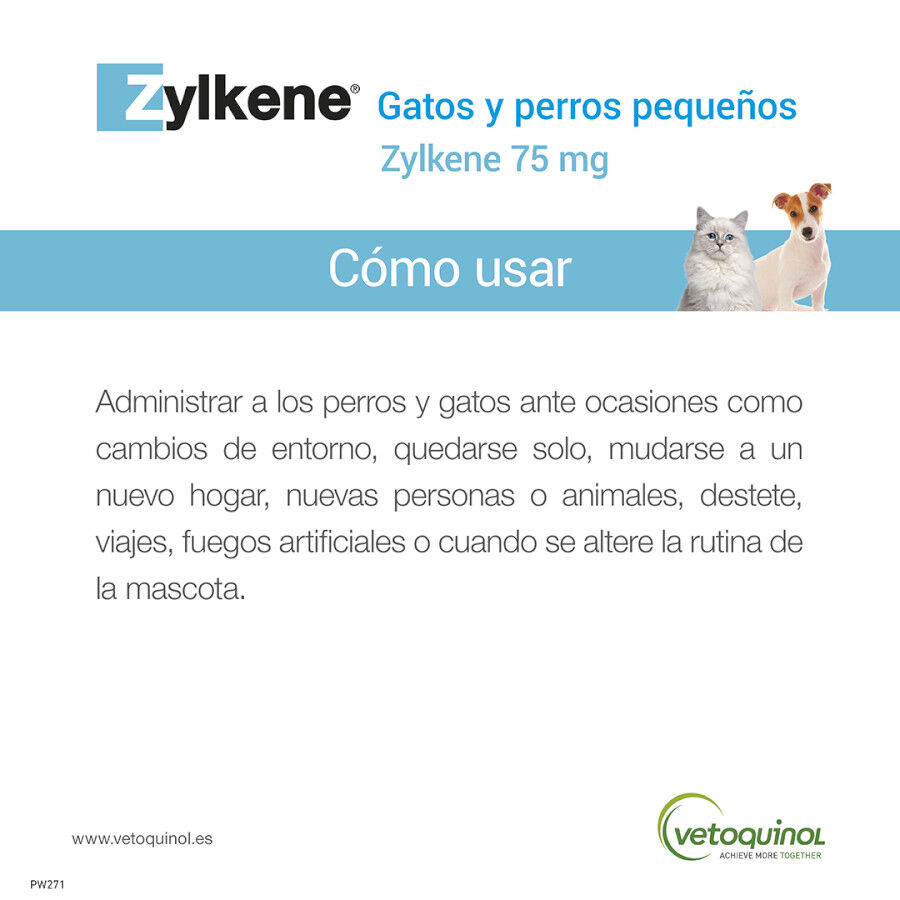 Vetoquinol Zylkene suplemento natural calmante en c&aacute;psulas para perros y gatos, , large indicador imagen numero 3