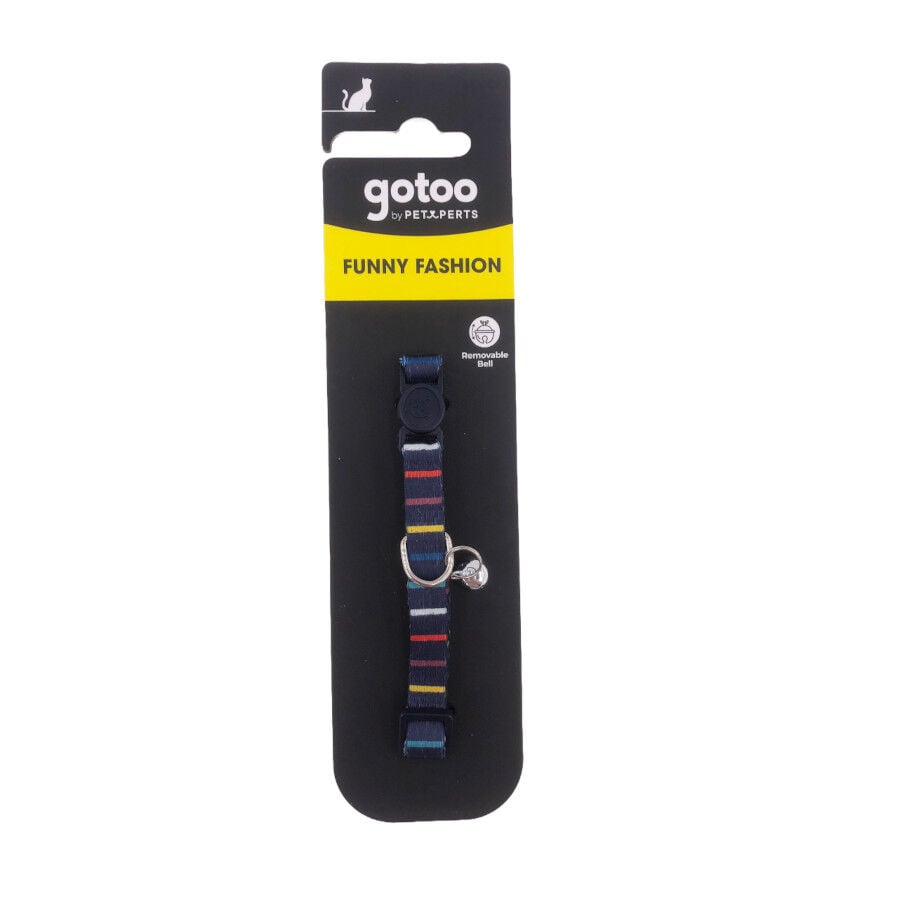 Gotoo Collar estampado rayas multicolor para gatos, , large indicador imagen numero 4