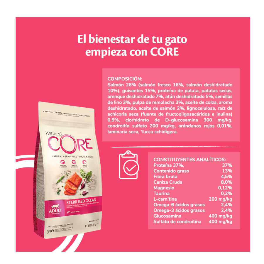 4 kg Wellness Core Adult Sterilised Ocean Salm&oacute;n pienso para gatos, , large indicador imagen numero 3