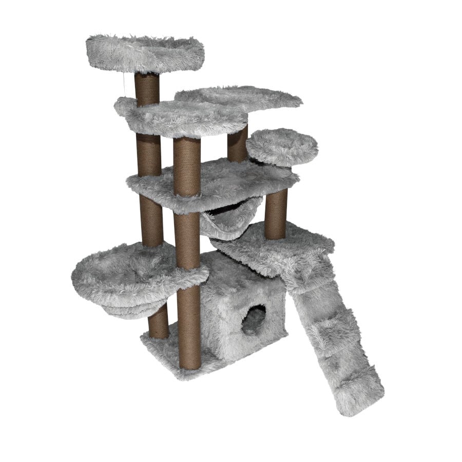 Catshion Luna &Aacute;rbol Rascador con Cueva Gris Claro para gatos, , large Imagen numero 1