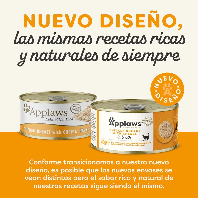70 g Applaws Pollo con Queso lata para gatos, , large indicador imagen numero 2