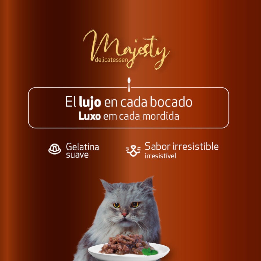12 sobres x 100 g Majesty Multipack Sobres Gelatina Pescado para gatos, , large Imagen numero 5