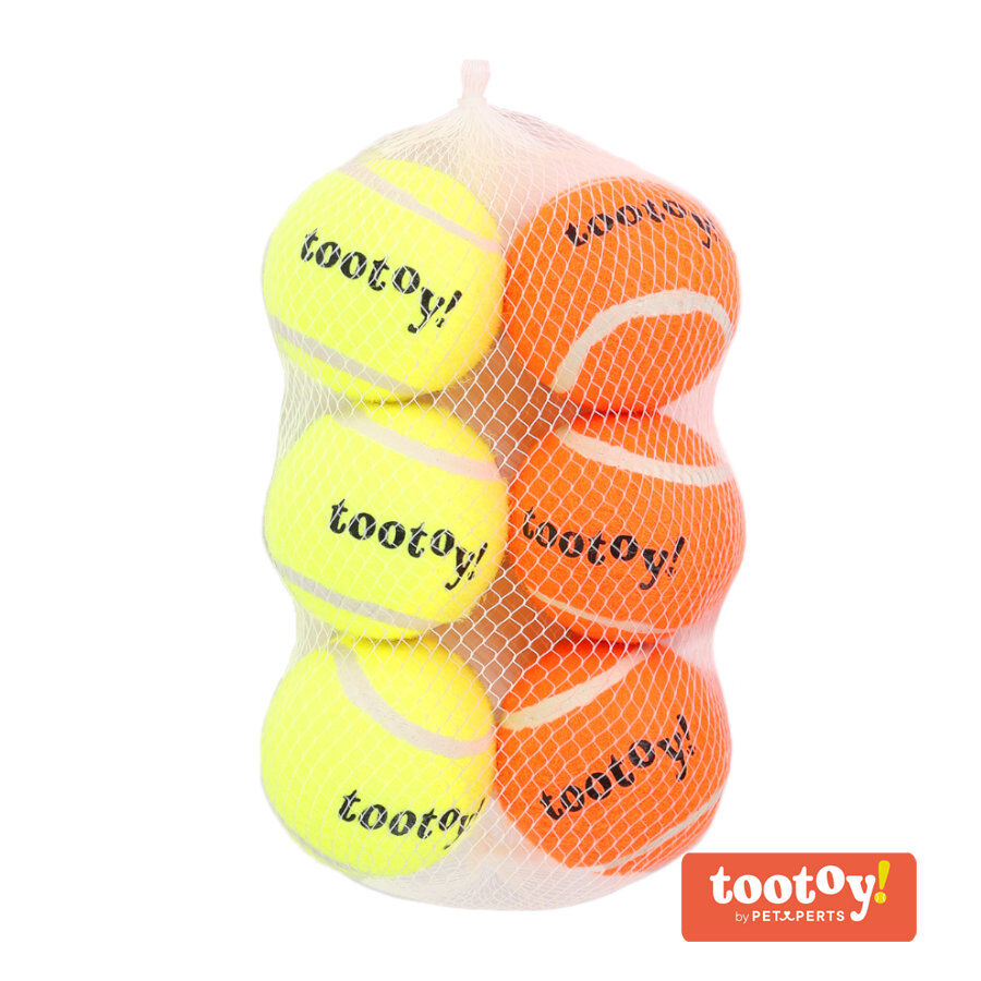 Tootoy! Chase Six Squeaker Ball pack de pelotas de tenis para perros, , large indicador imagen numero 1