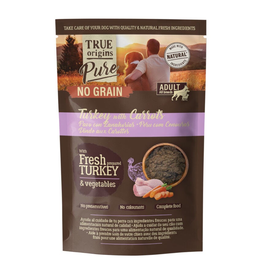 150 g True Origins Pure Pavo con Zanahorias sobre para Perros, , large Imagen numero 1