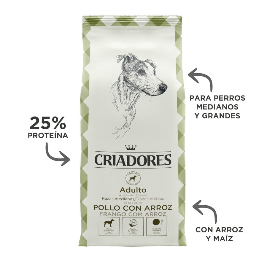 15 kg Criadores Adulto Pollo y Arroz pienso para perros de raza mediana, , large Imagen numero 4